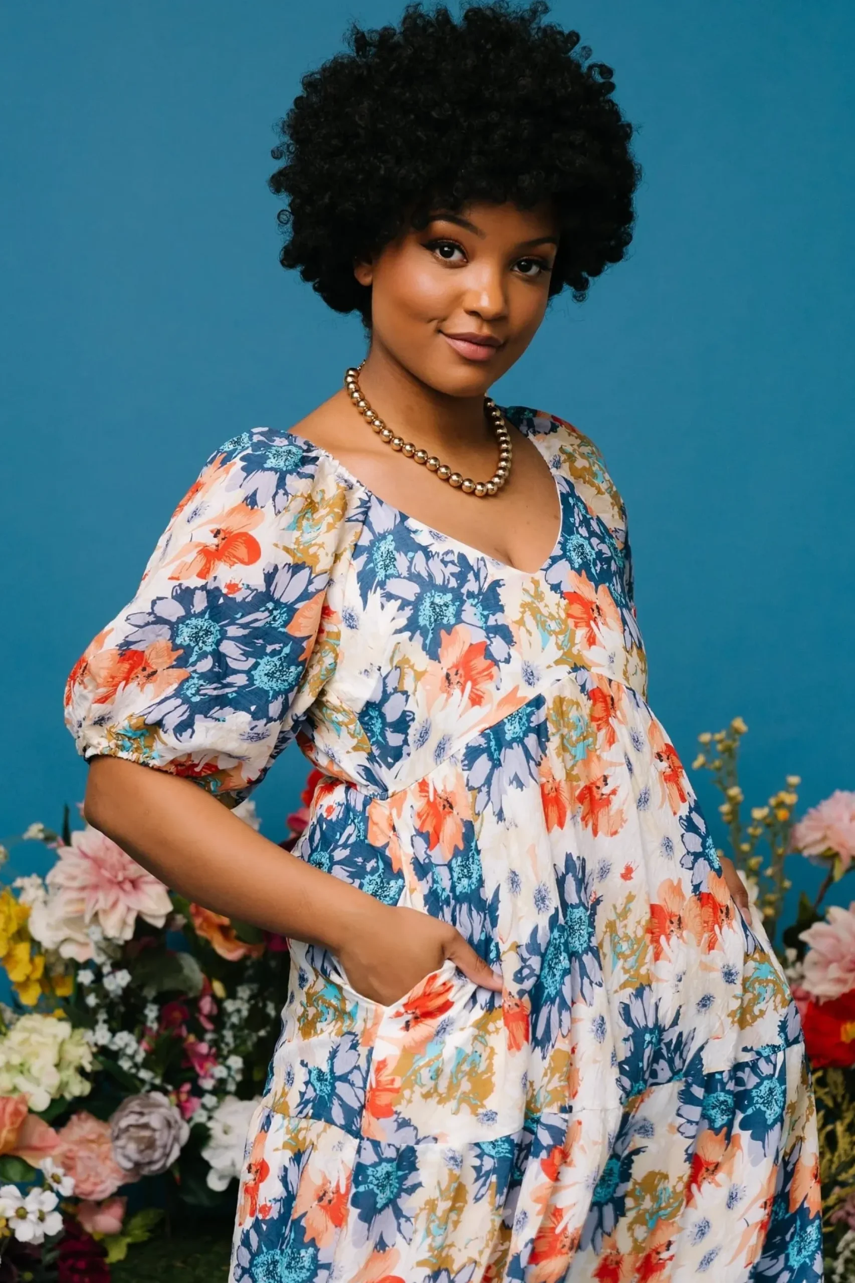 Baltic Born midi dresses|bump friendly|Denton Midi Dress | Blue Multi
