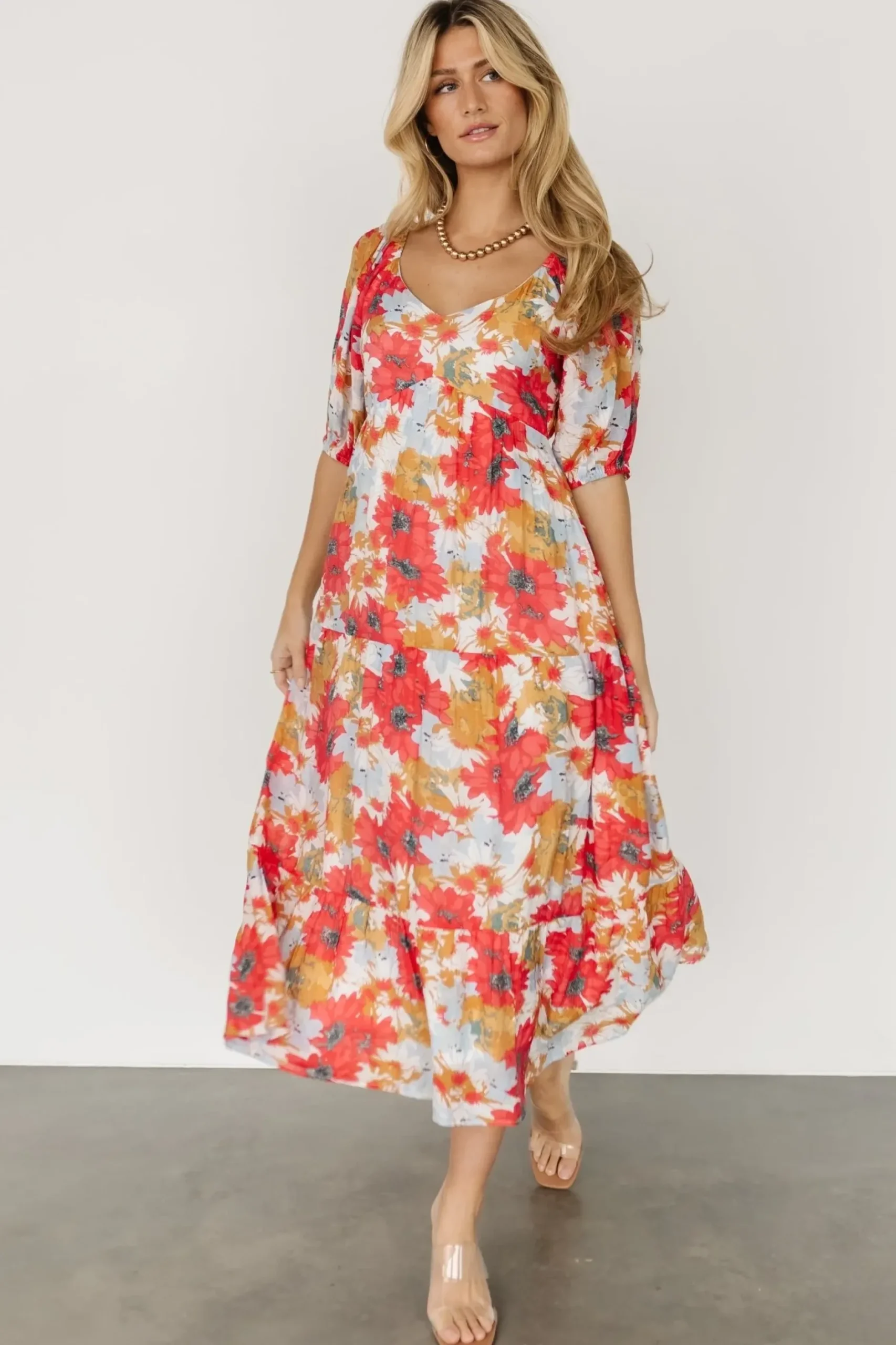 Baltic Born midi dresses|bump friendly|Denton Midi Dress | Red Multi