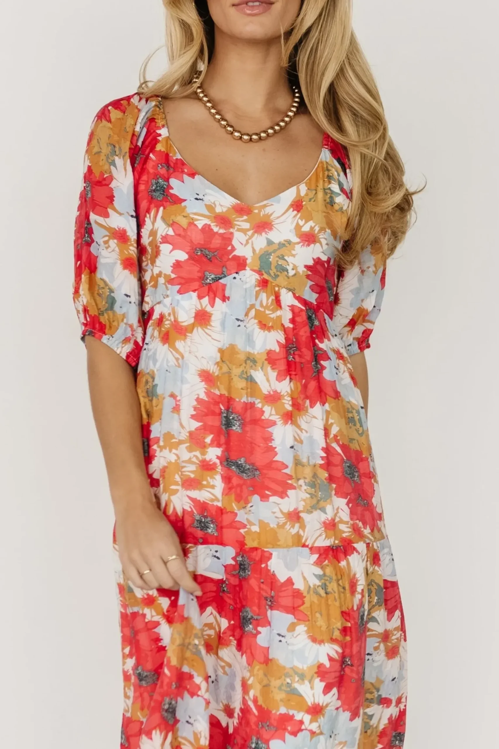 Baltic Born midi dresses|bump friendly|Denton Midi Dress | Red Multi