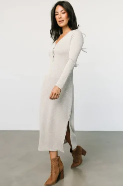Baltic Born midi dresses|Denver Ribbed Midi Dress | Light Gray