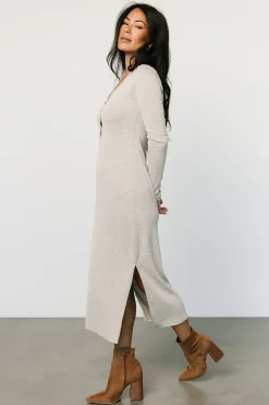 Baltic Born midi dresses|Denver Ribbed Midi Dress | Light Gray