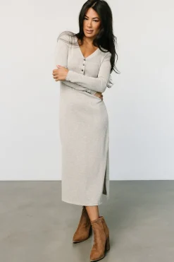 Baltic Born midi dresses|Denver Ribbed Midi Dress | Light Gray