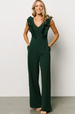 Baltic Born JUMPSUITS + ROMPERS|Descanso Ruffle Jumpsuit | Dark Green