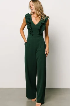 Baltic Born JUMPSUITS + ROMPERS|Descanso Ruffle Jumpsuit | Dark Green