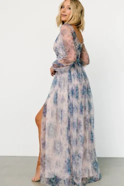 Baltic Born COMING SOON|Desiree Tulle Maxi Dress | Natural + Slate Floral