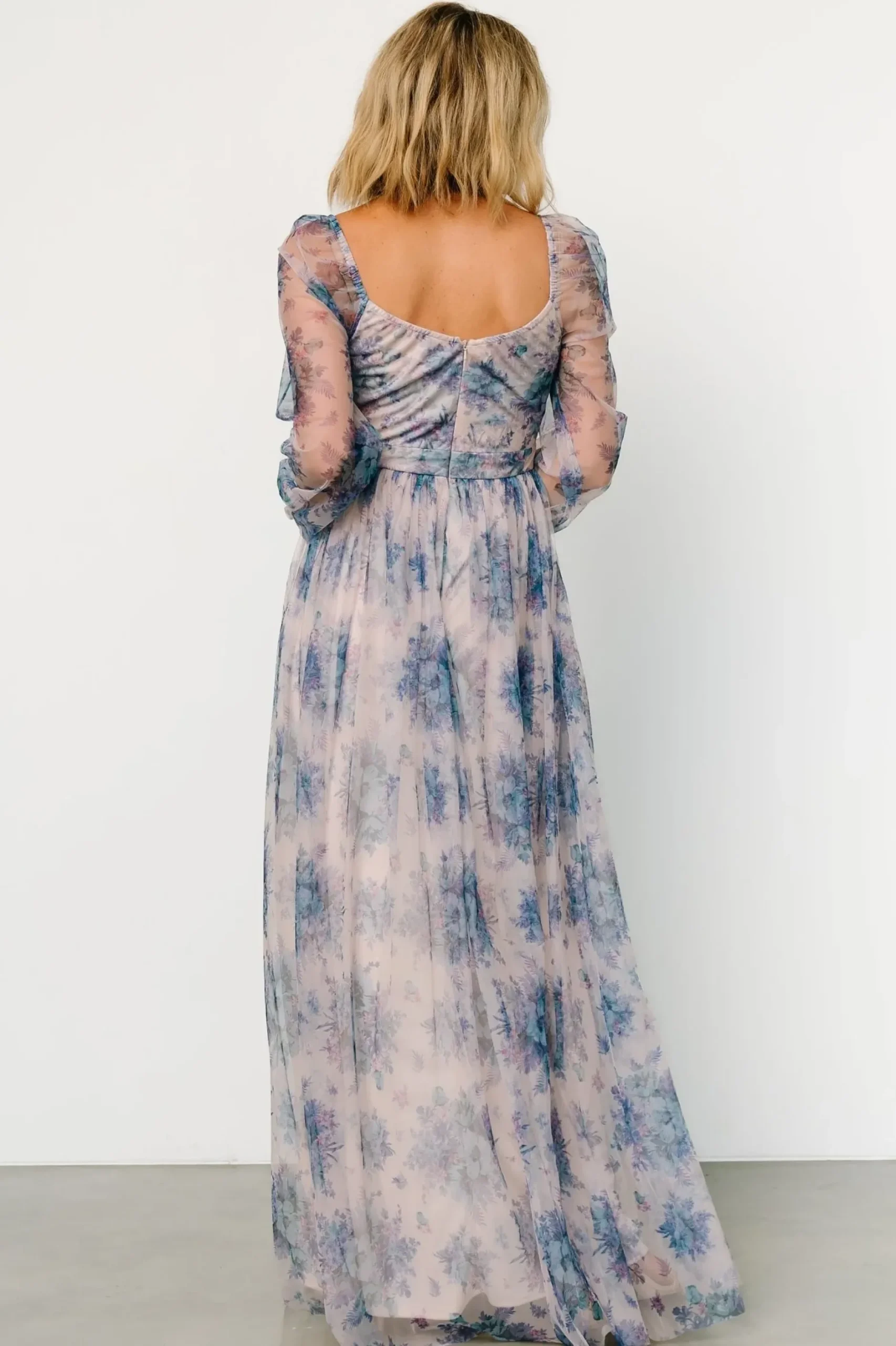 Baltic Born COMING SOON|Desiree Tulle Maxi Dress | Natural + Slate Floral