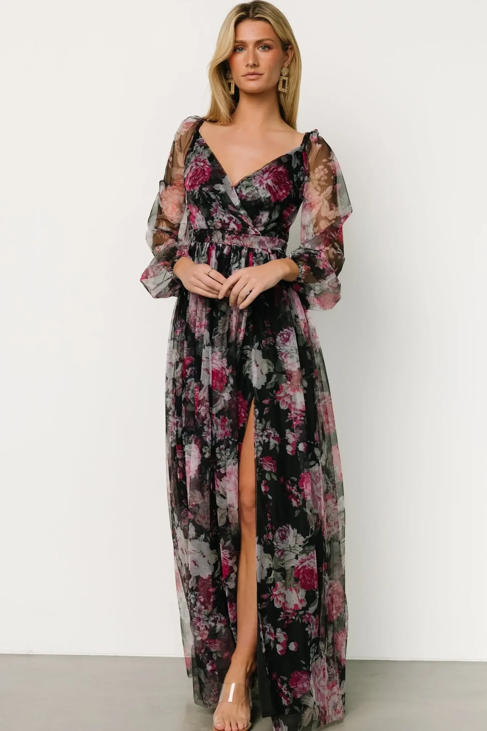 Baltic Born COMING SOON|Desiree Tulle Maxi Dress | Black Floral