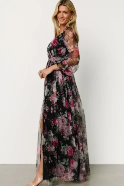 Baltic Born COMING SOON|Desiree Tulle Maxi Dress | Black Floral