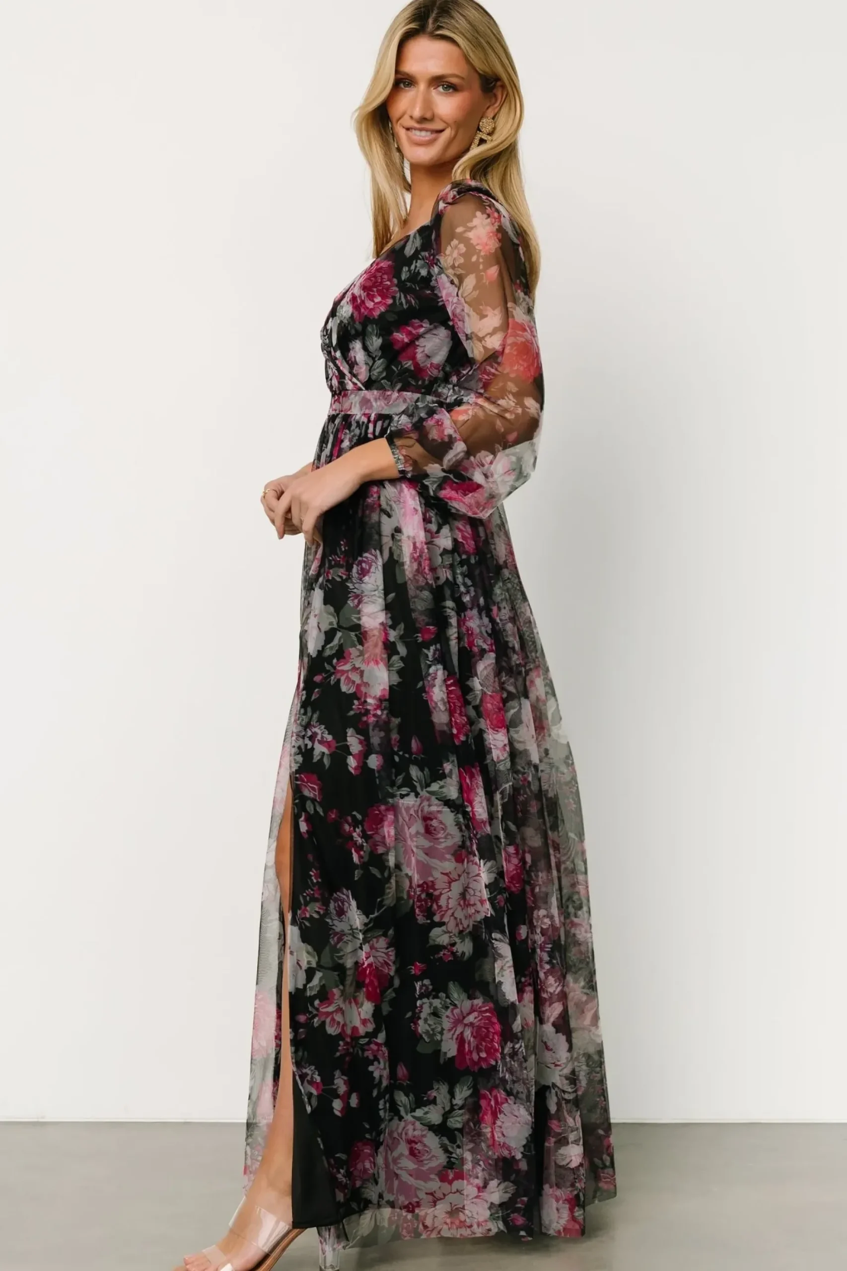 Baltic Born COMING SOON|Desiree Tulle Maxi Dress | Black Floral