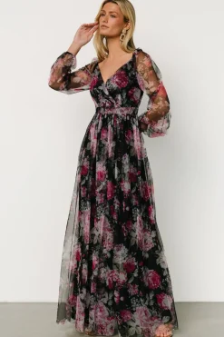 Baltic Born COMING SOON|Desiree Tulle Maxi Dress | Black Floral