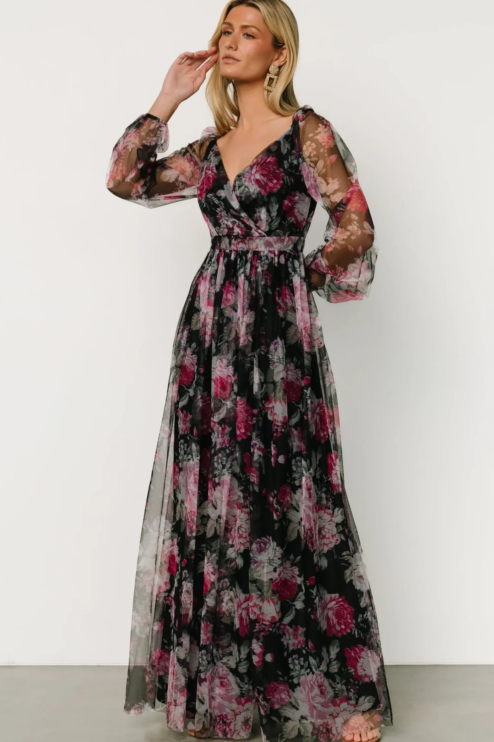 Baltic Born COMING SOON|Desiree Tulle Maxi Dress | Black Floral
