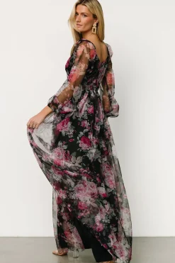 Baltic Born COMING SOON|Desiree Tulle Maxi Dress | Black Floral