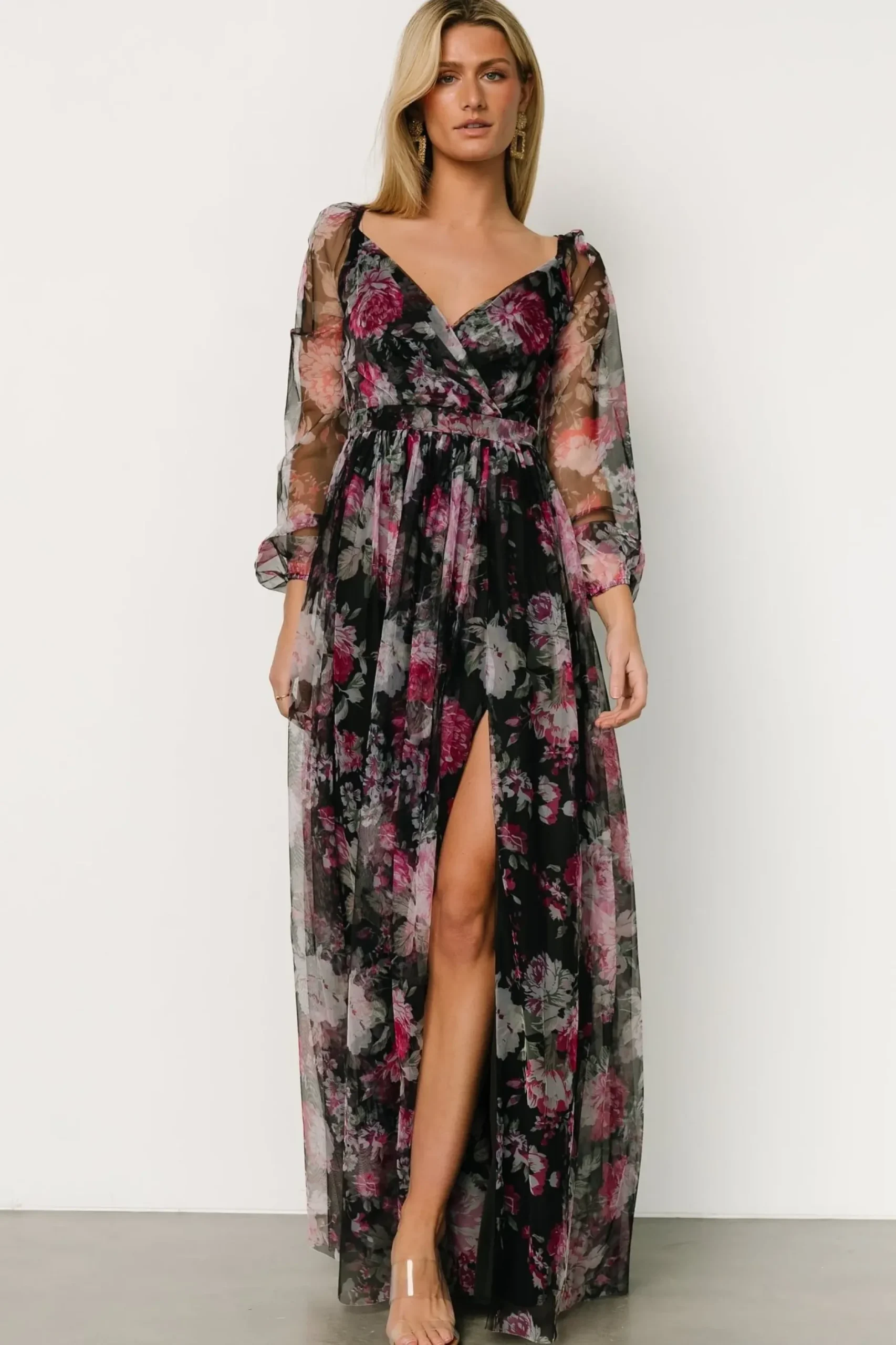 Baltic Born COMING SOON|Desiree Tulle Maxi Dress | Black Floral