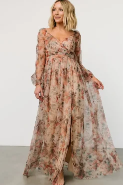 Baltic Born COMING SOON|Desiree Tulle Maxi Dress | Taupe Floral