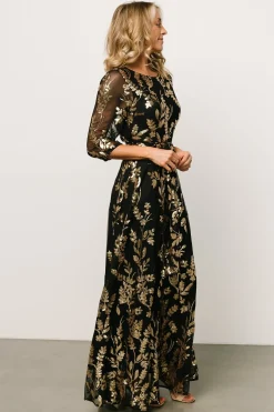 Baltic Born COMING SOON|Destiny Sequin Maxi Dress | Black + Gold