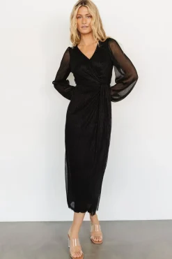 Baltic Born WEDDING SUITE|wedding guest|Devlyn Pleated Dress | Black Shimmer