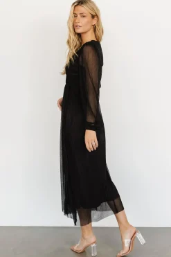 Baltic Born WEDDING SUITE|wedding guest|Devlyn Pleated Dress | Black Shimmer