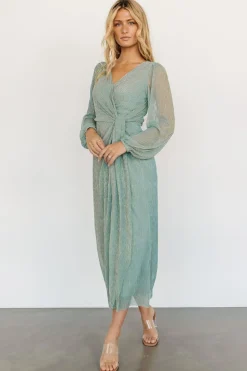 Baltic Born WEDDING SUITE|wedding guest|Devlyn Pleated Dress | Blue Sage Shimmer