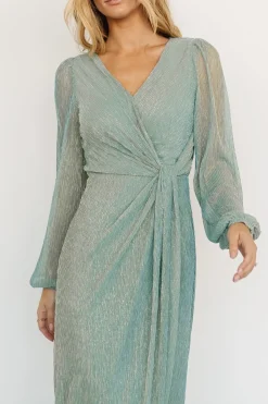 Baltic Born WEDDING SUITE|wedding guest|Devlyn Pleated Dress | Blue Sage Shimmer