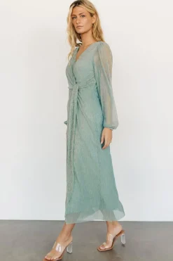 Baltic Born WEDDING SUITE|wedding guest|Devlyn Pleated Dress | Blue Sage Shimmer
