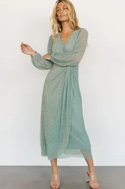 Baltic Born WEDDING SUITE|wedding guest|Devlyn Pleated Dress | Blue Sage Shimmer