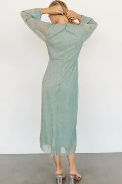 Baltic Born WEDDING SUITE|wedding guest|Devlyn Pleated Dress | Blue Sage Shimmer