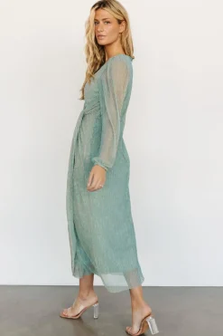Baltic Born WEDDING SUITE|wedding guest|Devlyn Pleated Dress | Blue Sage Shimmer