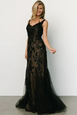 Baltic Born embellished + sequined|Devotion Bridal Gown | Black + Nude