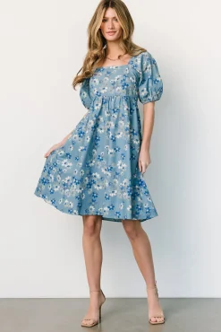 Baltic Born EXTENDED SIZING|Dorothea Midi Dress | Denim Floral