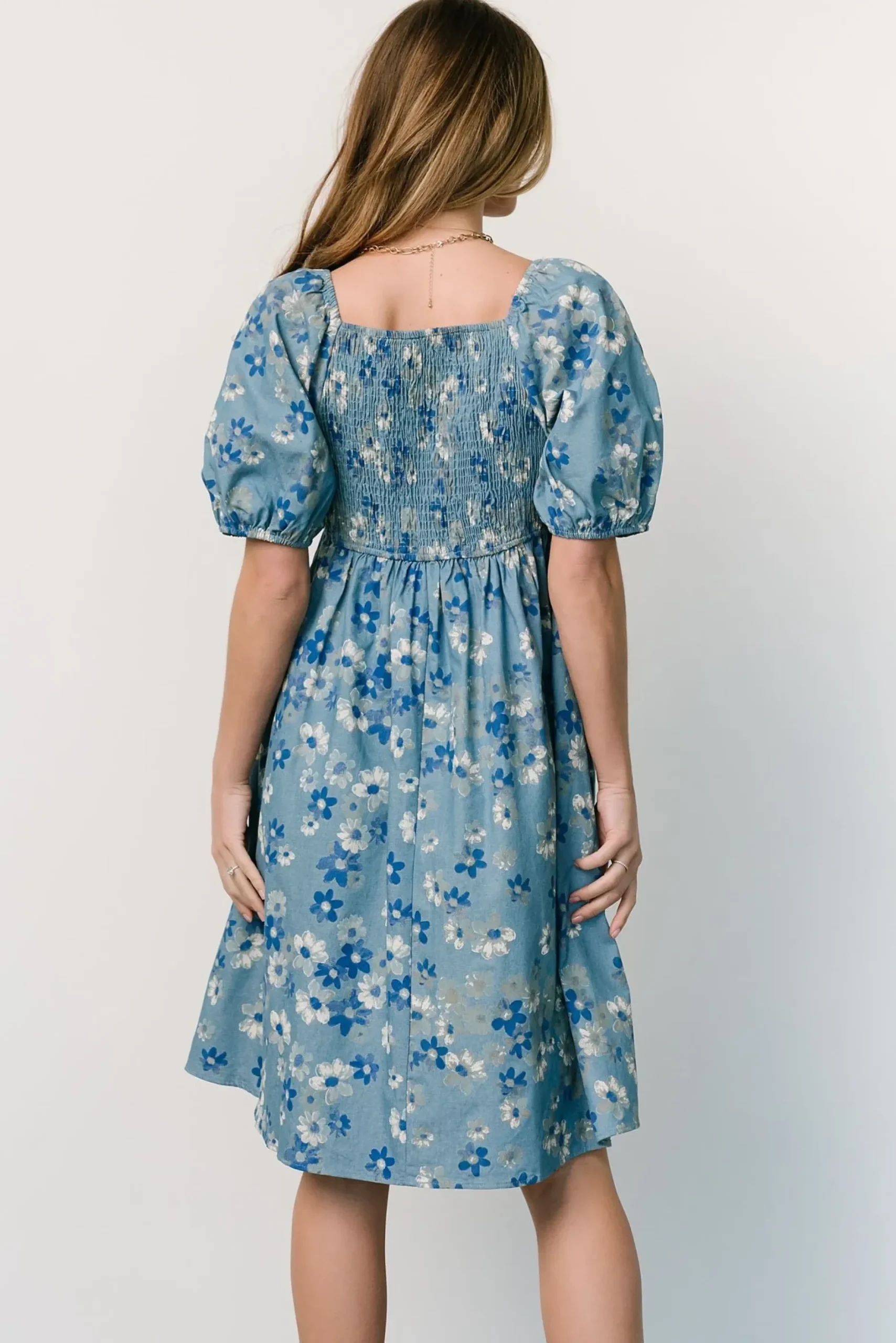 Baltic Born EXTENDED SIZING|Dorothea Midi Dress | Denim Floral