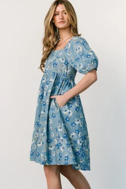 Baltic Born EXTENDED SIZING|Dorothea Midi Dress | Denim Floral