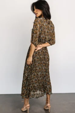 Baltic Born midi dresses|bump friendly|Eileen Pleated Dress | Midnight Garden Print