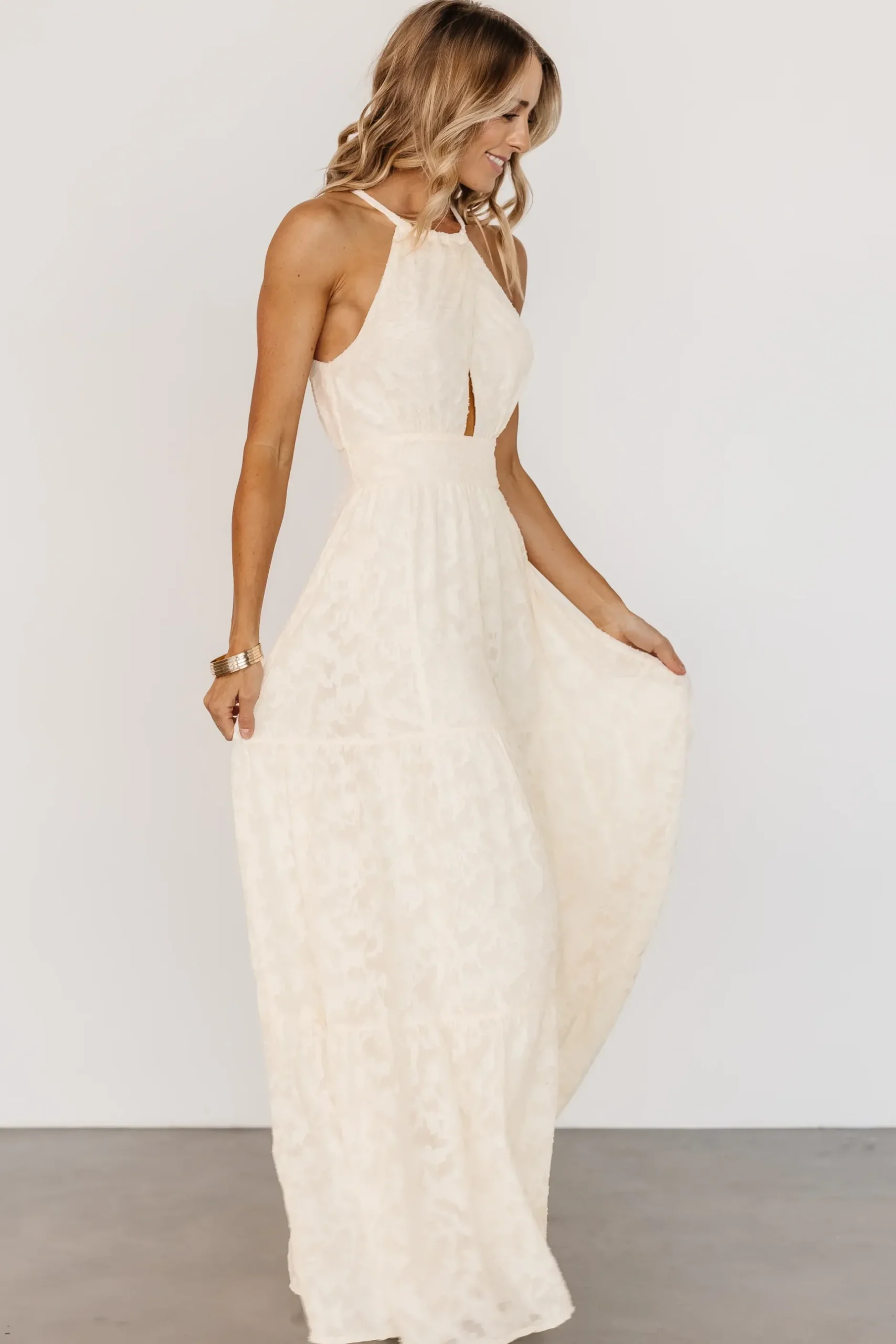Baltic Born COMING SOON|Eilish Embossed Maxi Dress | Cream