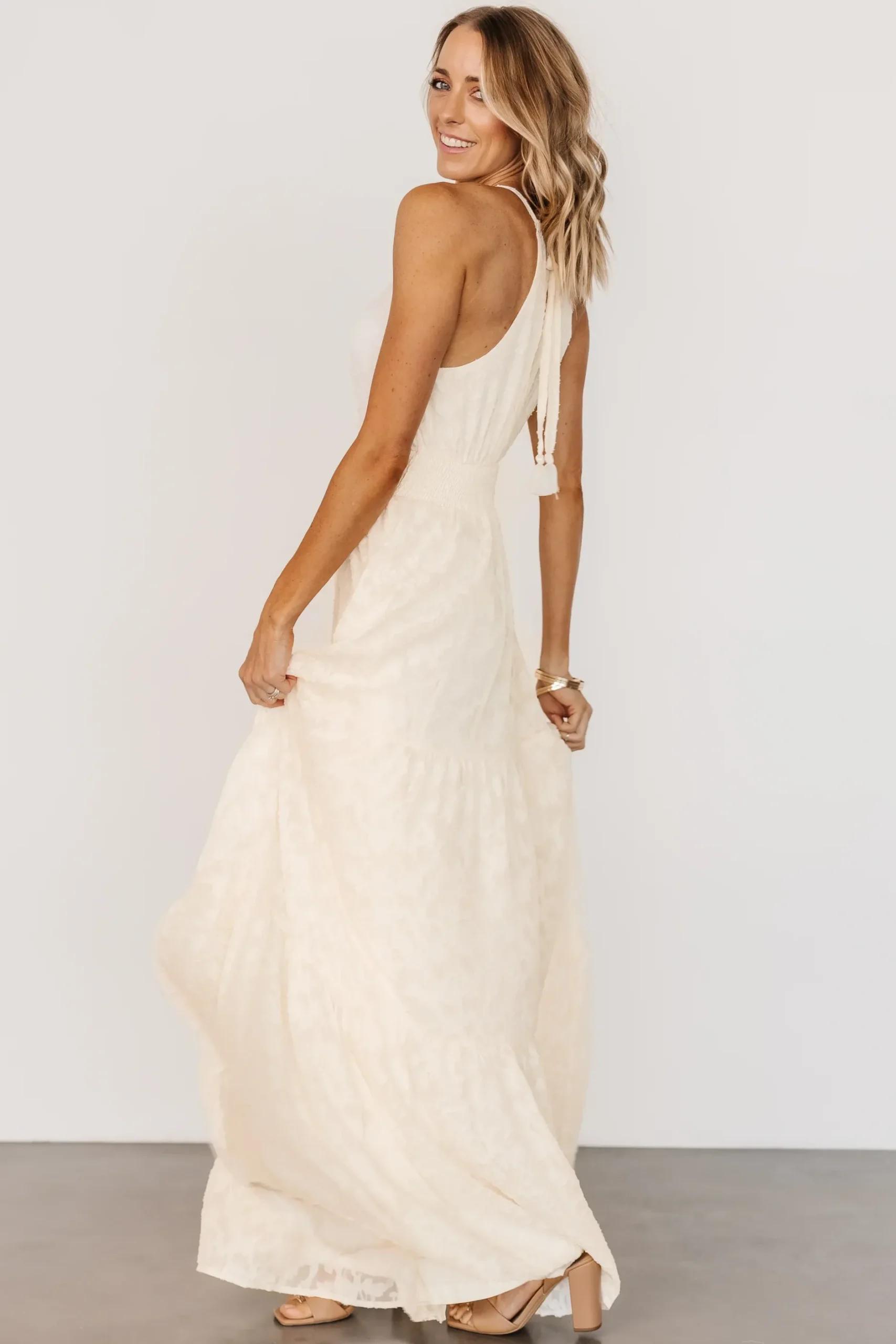 Baltic Born COMING SOON|Eilish Embossed Maxi Dress | Cream