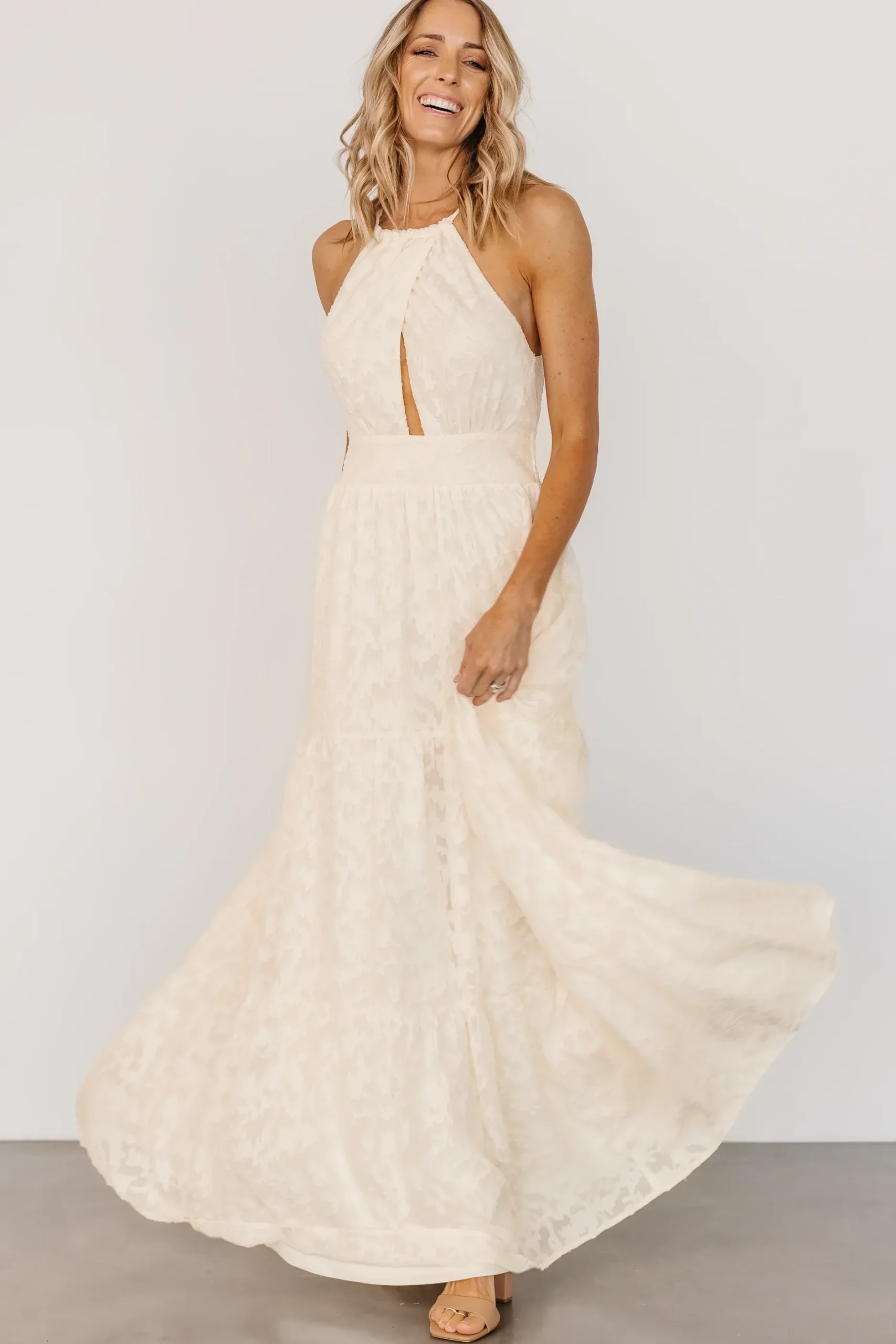Baltic Born COMING SOON|Eilish Embossed Maxi Dress | Cream