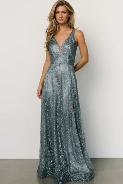 Baltic Born embellished + sequined|Eliana Shimmer Gown | Slate Blue