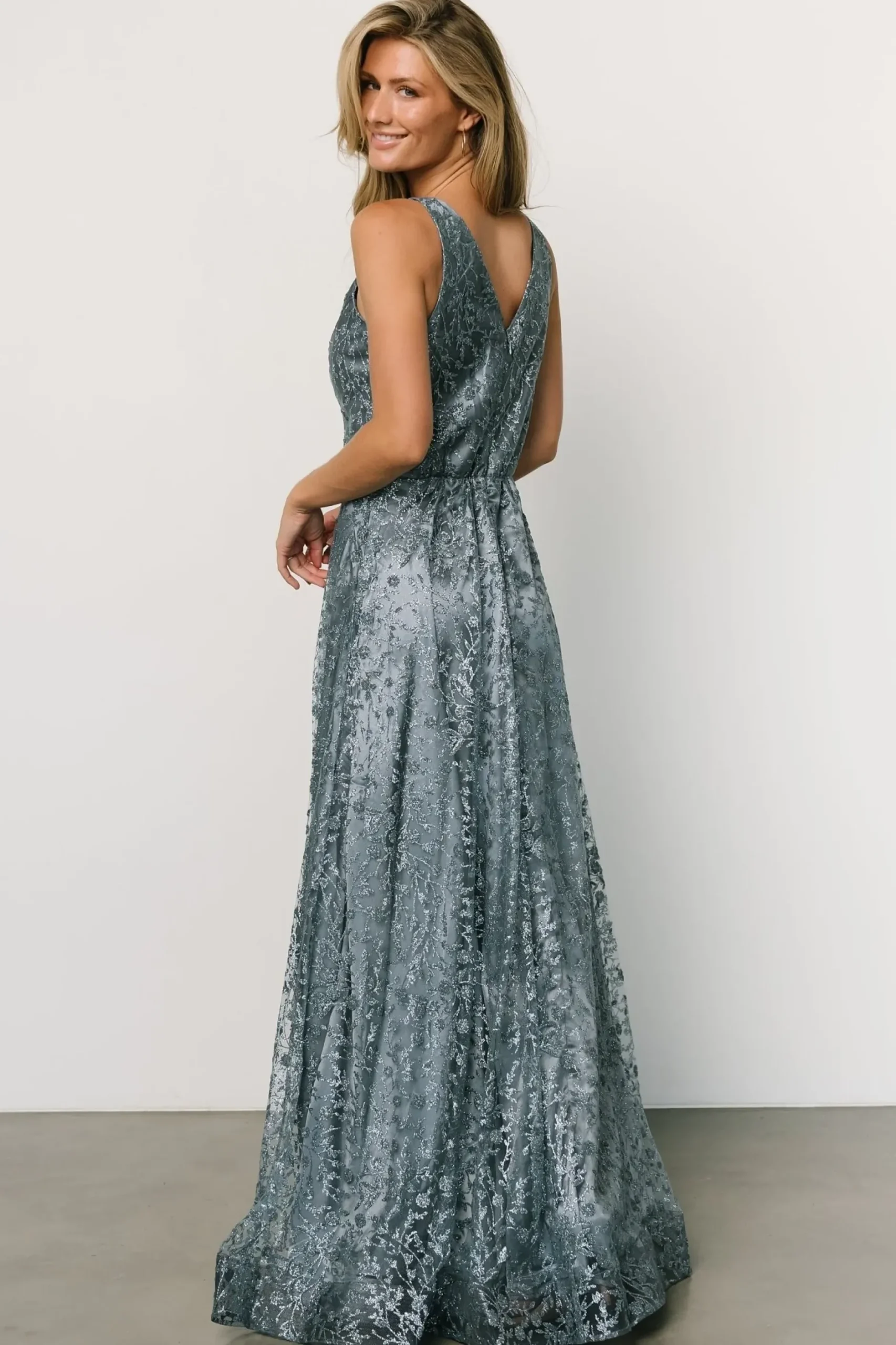 Baltic Born embellished + sequined|Eliana Shimmer Gown | Slate Blue