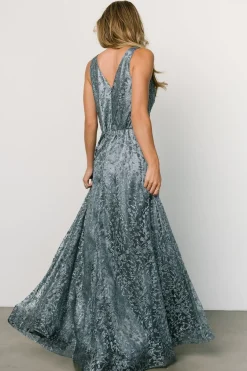 Baltic Born embellished + sequined|Eliana Shimmer Gown | Slate Blue