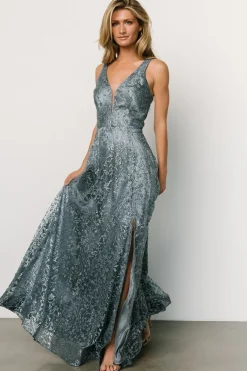 Baltic Born embellished + sequined|Eliana Shimmer Gown | Slate Blue