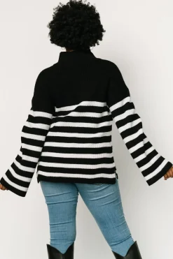 Baltic Born COMING SOON|Elmer Striped Half Zip Sweater | Black + White