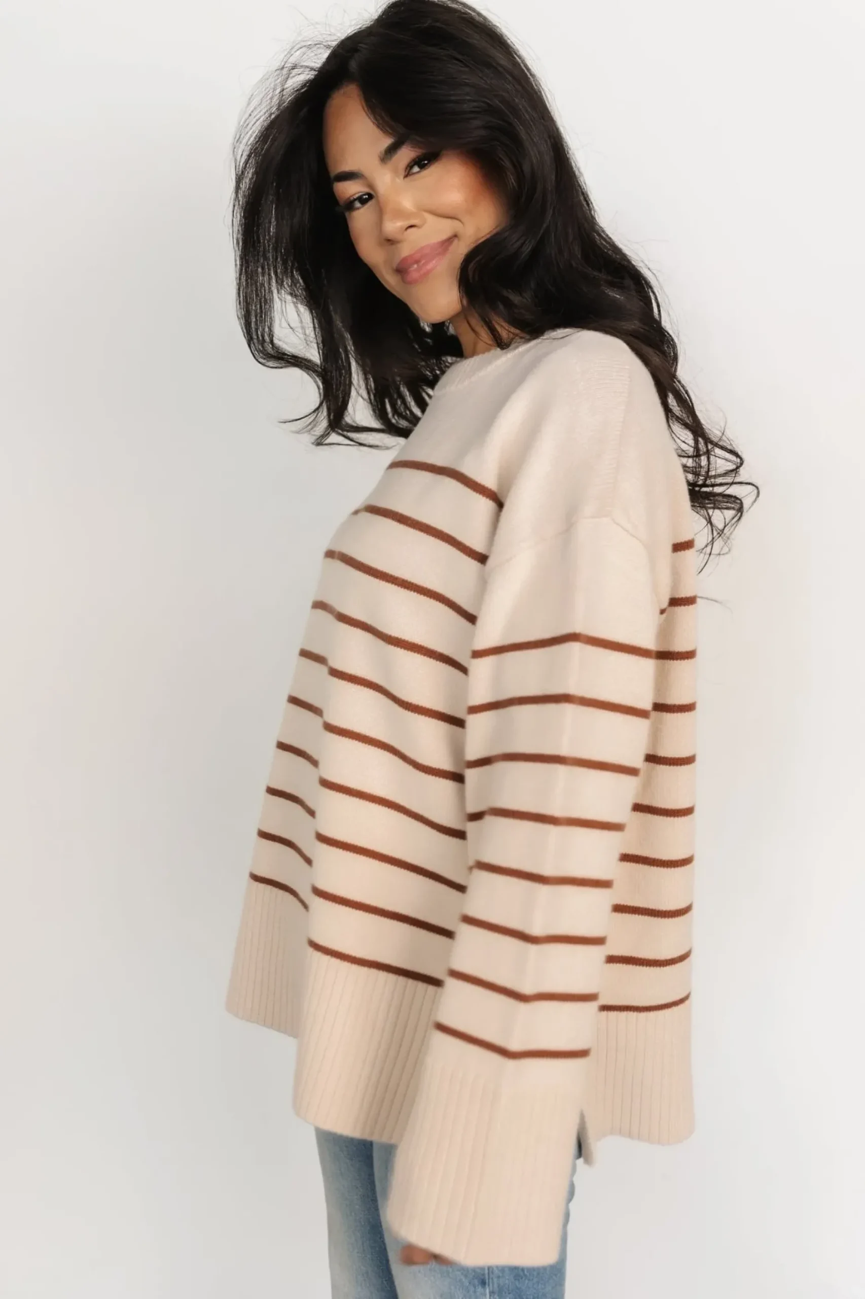 Baltic Born sweaters|EXTENDED SIZING|Emerson Stripe Knit Sweater | Beige + Camel