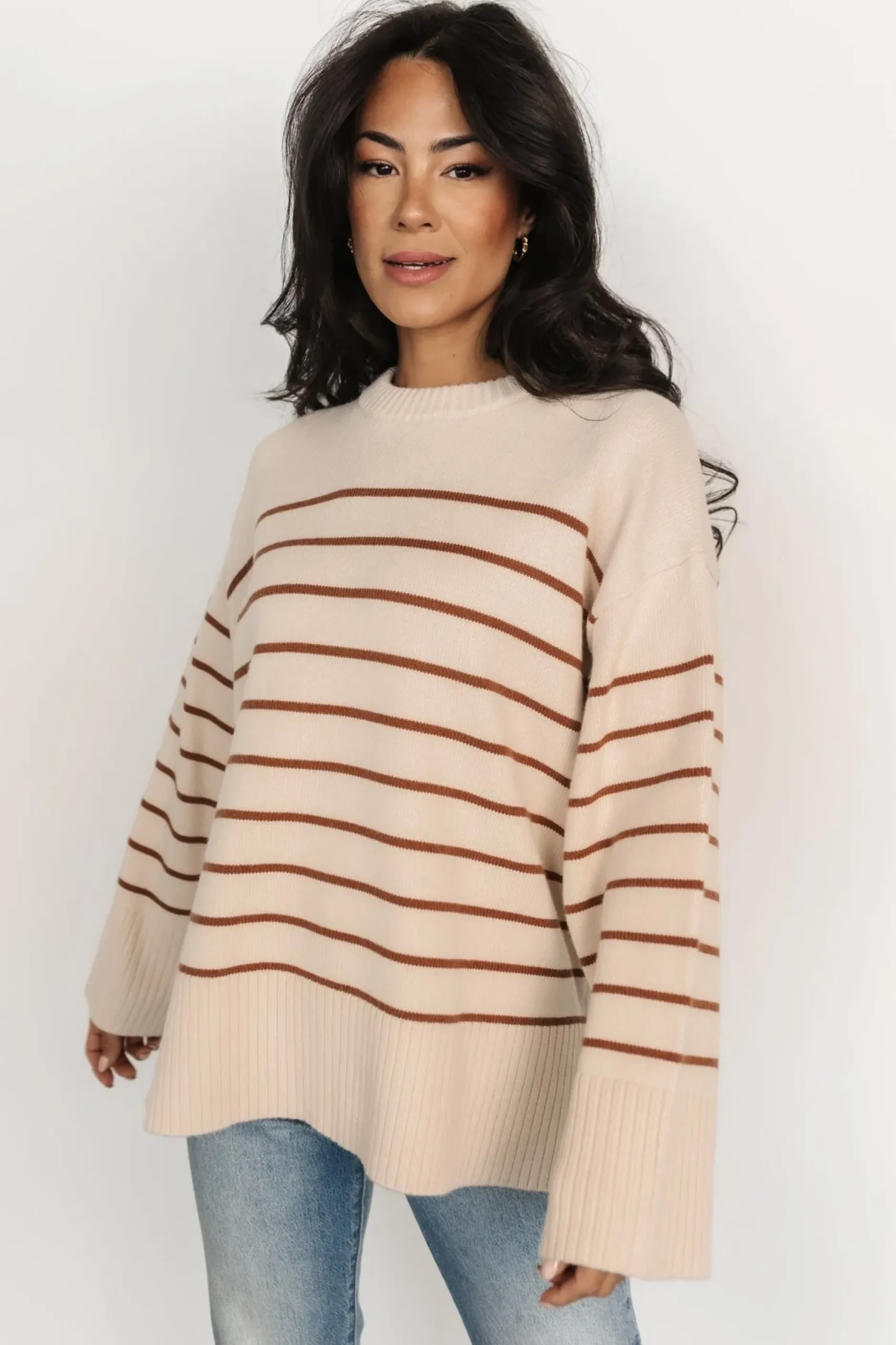 Baltic Born sweaters|EXTENDED SIZING|Emerson Stripe Knit Sweater | Beige + Camel