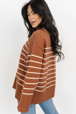 Baltic Born sweaters|EXTENDED SIZING|Emerson Stripe Knit Sweater | Dark Camel + Ivory