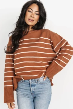Baltic Born sweaters|EXTENDED SIZING|Emerson Stripe Knit Sweater | Dark Camel + Ivory