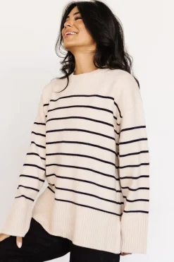 Baltic Born sweaters|EXTENDED SIZING|Emerson Stripe Knit Sweater | Ivory + Black