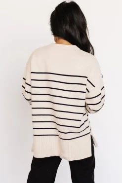 Baltic Born sweaters|EXTENDED SIZING|Emerson Stripe Knit Sweater | Ivory + Black