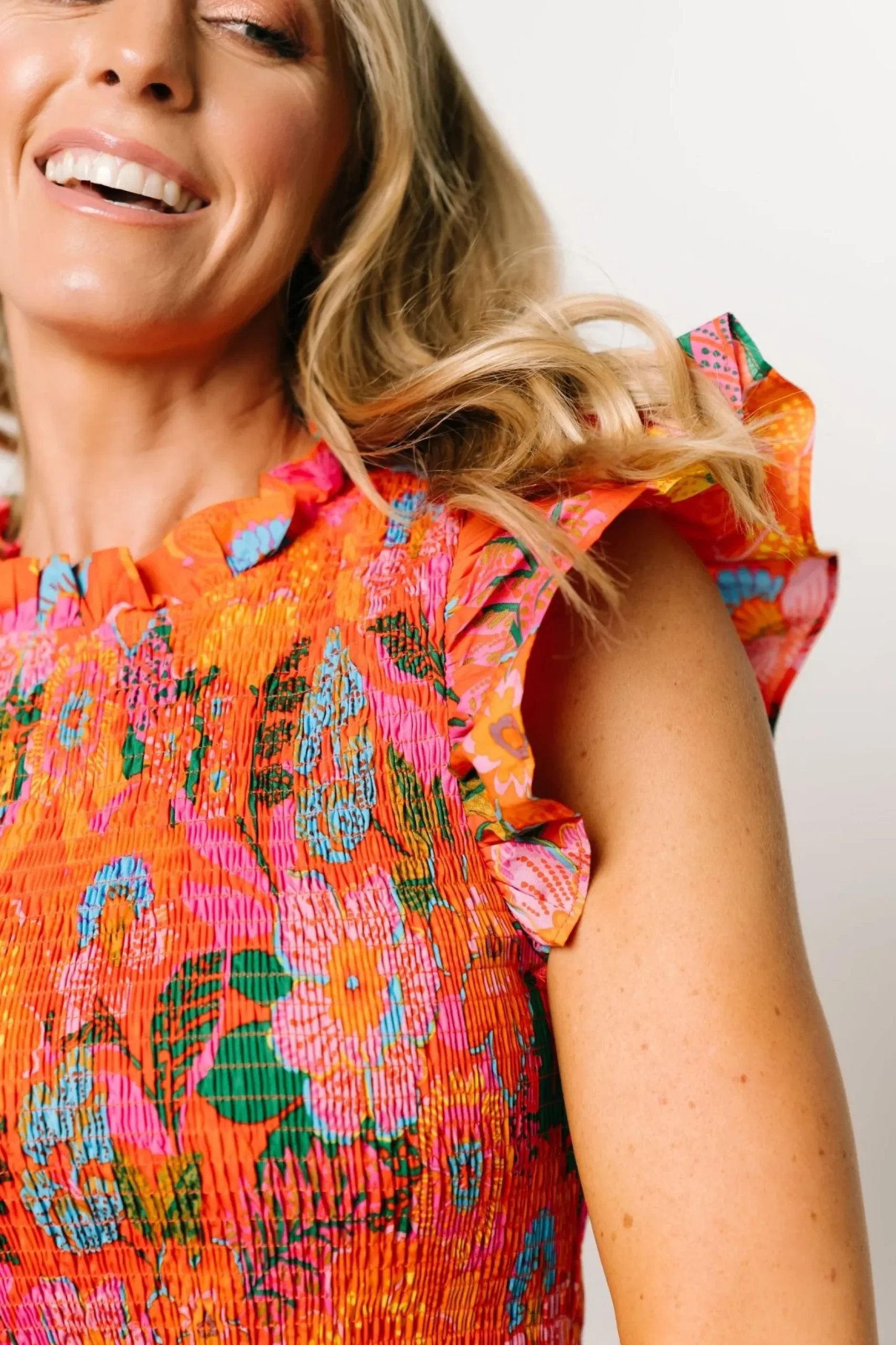 Baltic Born bump friendly|Emily Smocked Tier Dress | Orange Floral