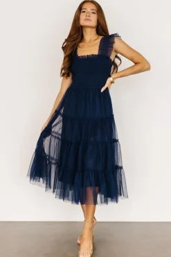 Baltic Born DRESSES|midi dresses|Emma Smocked Tulle Dress | Navy