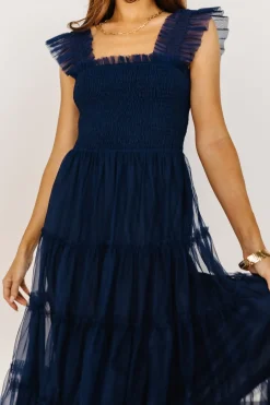 Baltic Born DRESSES|midi dresses|Emma Smocked Tulle Dress | Navy
