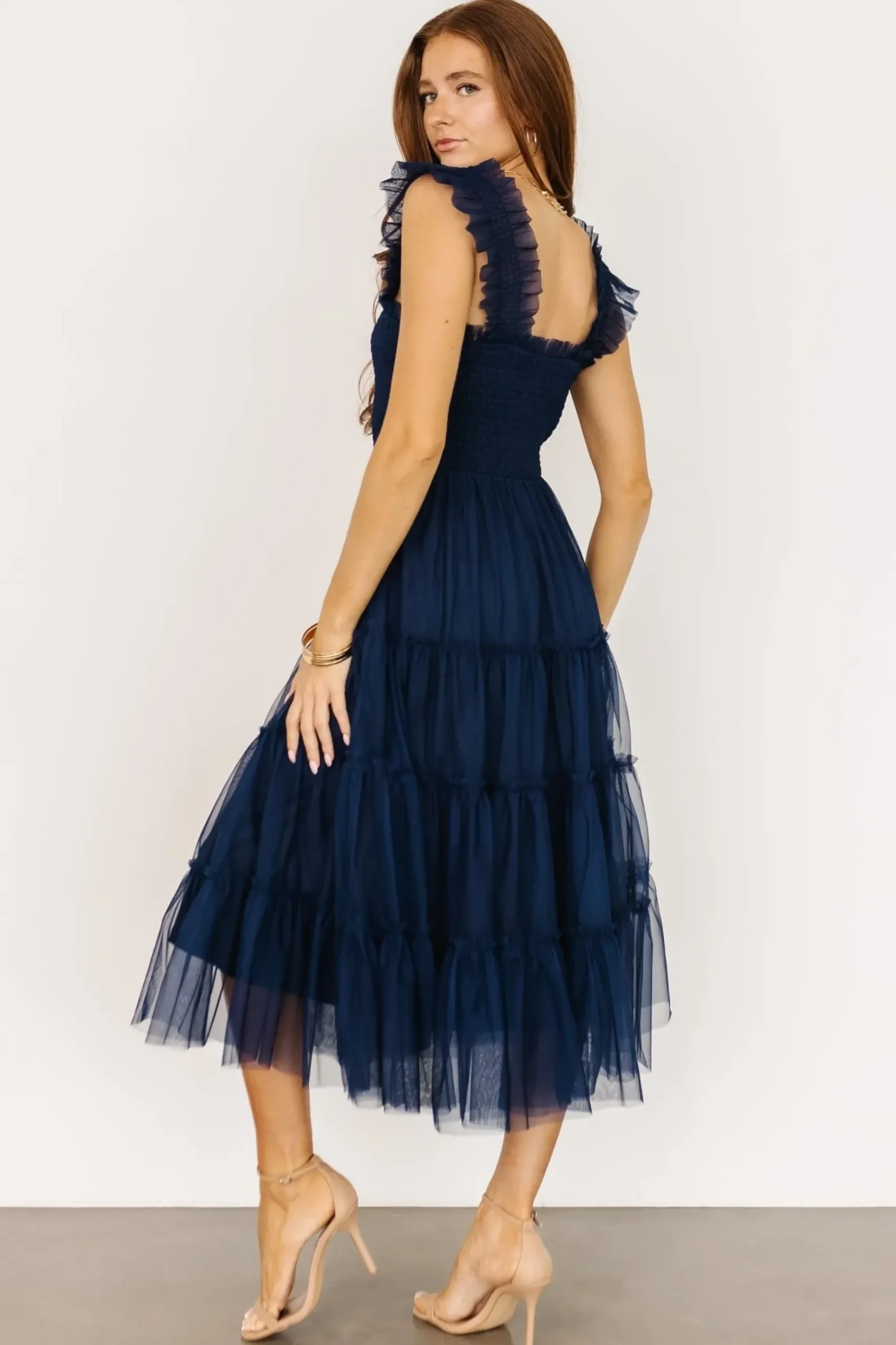 Baltic Born DRESSES|midi dresses|Emma Smocked Tulle Dress | Navy